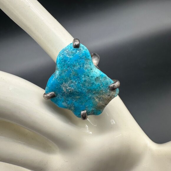 Vintage Sterling Silver Faux Turquoise Ring 925 Western Southwestern Size 6 Jewe - Picture 1 of 12